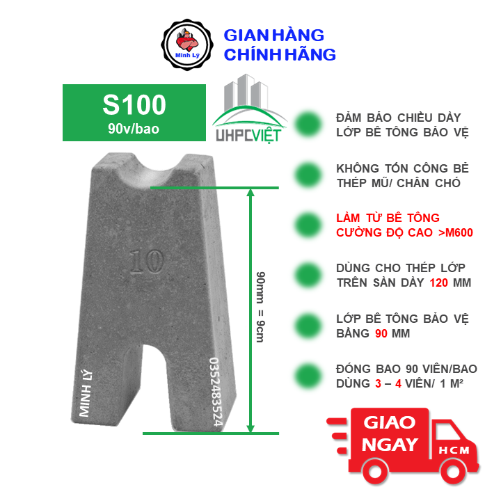 Viên Kê Bê Tông UHPC S100 (90v) Cường Độ Cao