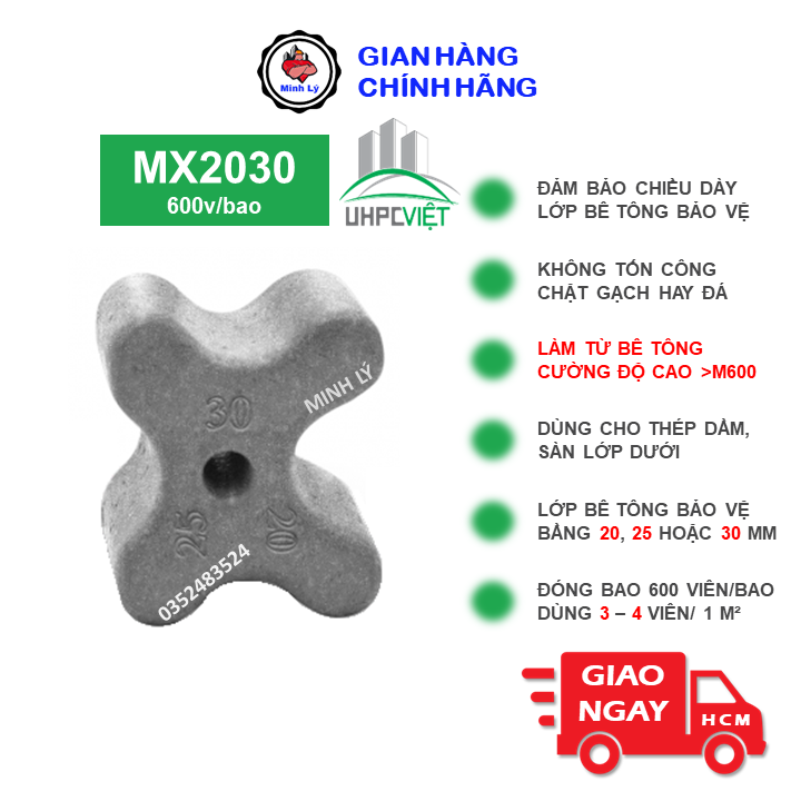 Viên Kê Bê Tông UHPC MX2030 (600v) Cường Độ Cao