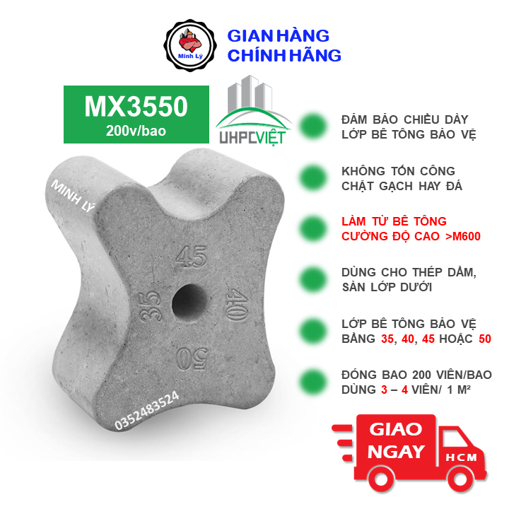 Viên Kê Bê Tông UHPC MX3550 (200v) Cường Độ Cao