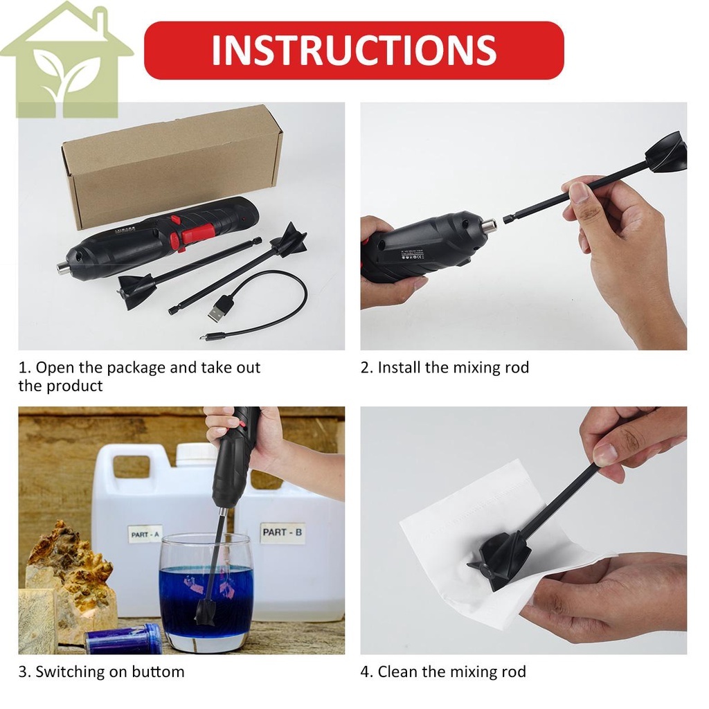 Máy Trộn Keo Nhựa Epoxy Resin Điện Tử Sạc USB Kèm 1 Thanh Khuấy